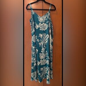Vince Camuto Teal Paisley Sleeveless Maxi Dress